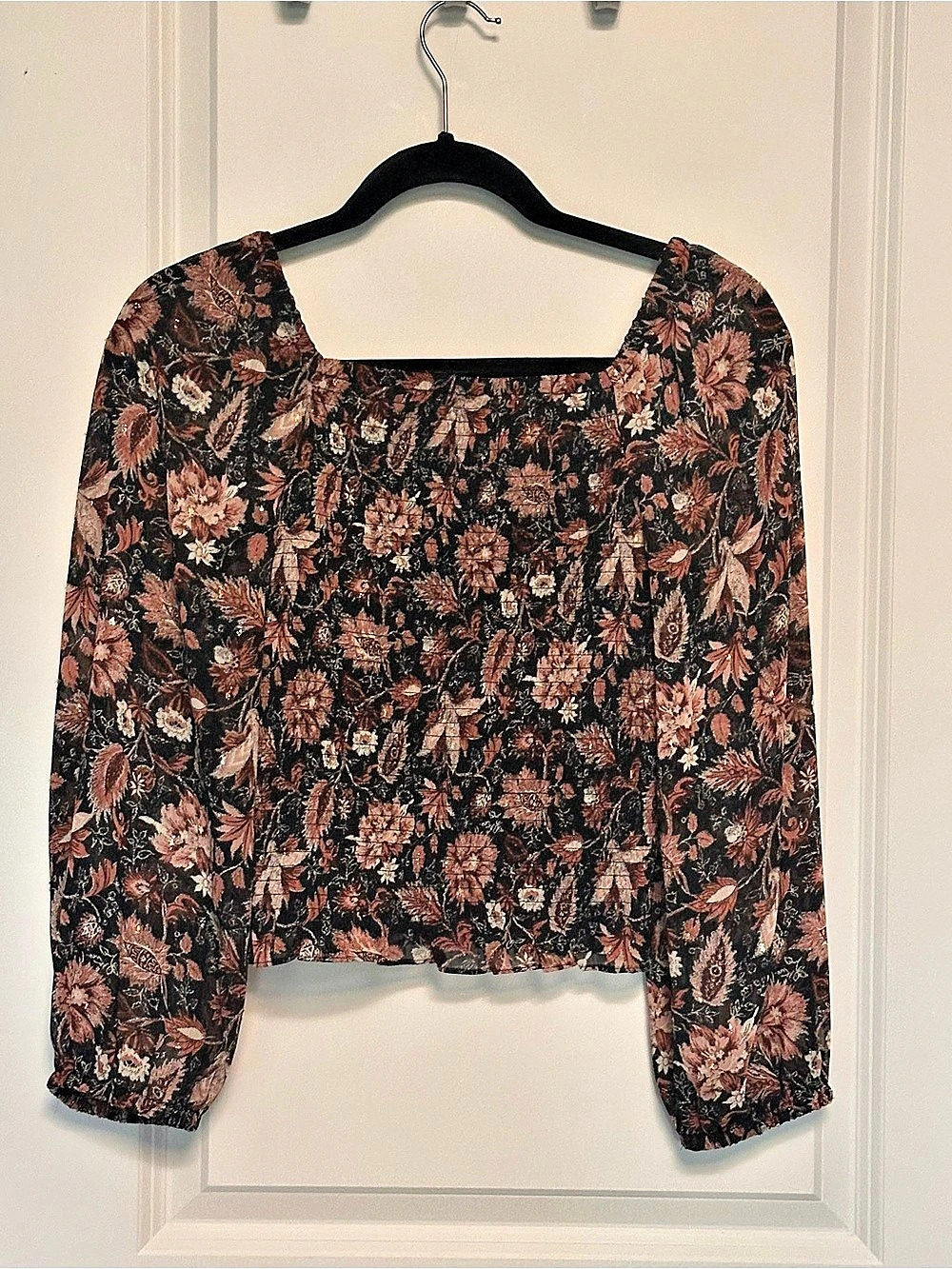 Madewell Floral Smocked Long Sleeve Blouse Size Small - Picture 3 of 11